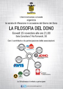 La filosofia del dono: iniziativa del 15 novembre